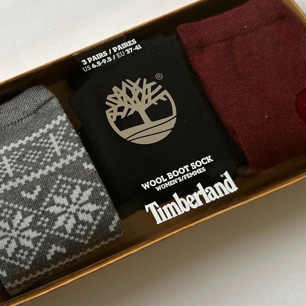 TIMBERLAND Women's 3 Pair Wool Blend Boot Socks NIB